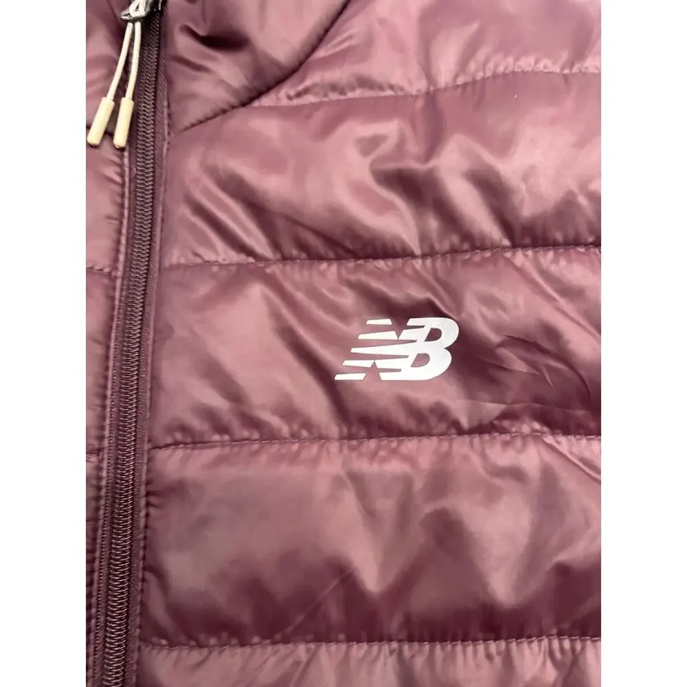 New Balance Puffer Jacket Womens Medium Purple Quilted Lightweight Athleisure
